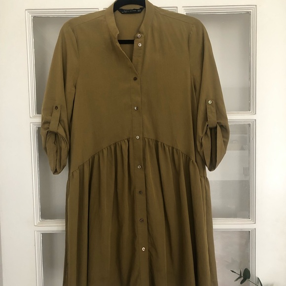 Zara Shirt dress, Women's, Size: XS, Green Zara Shirt dress, Women's, Size: XS, Green